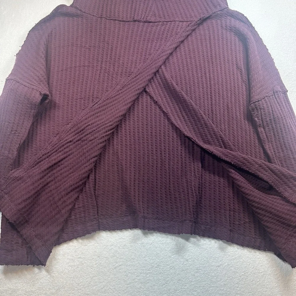 NWT Free People Juicy‎ Thermal Cowl Neck Top Burgundy Long Sleeve Boho Women's M